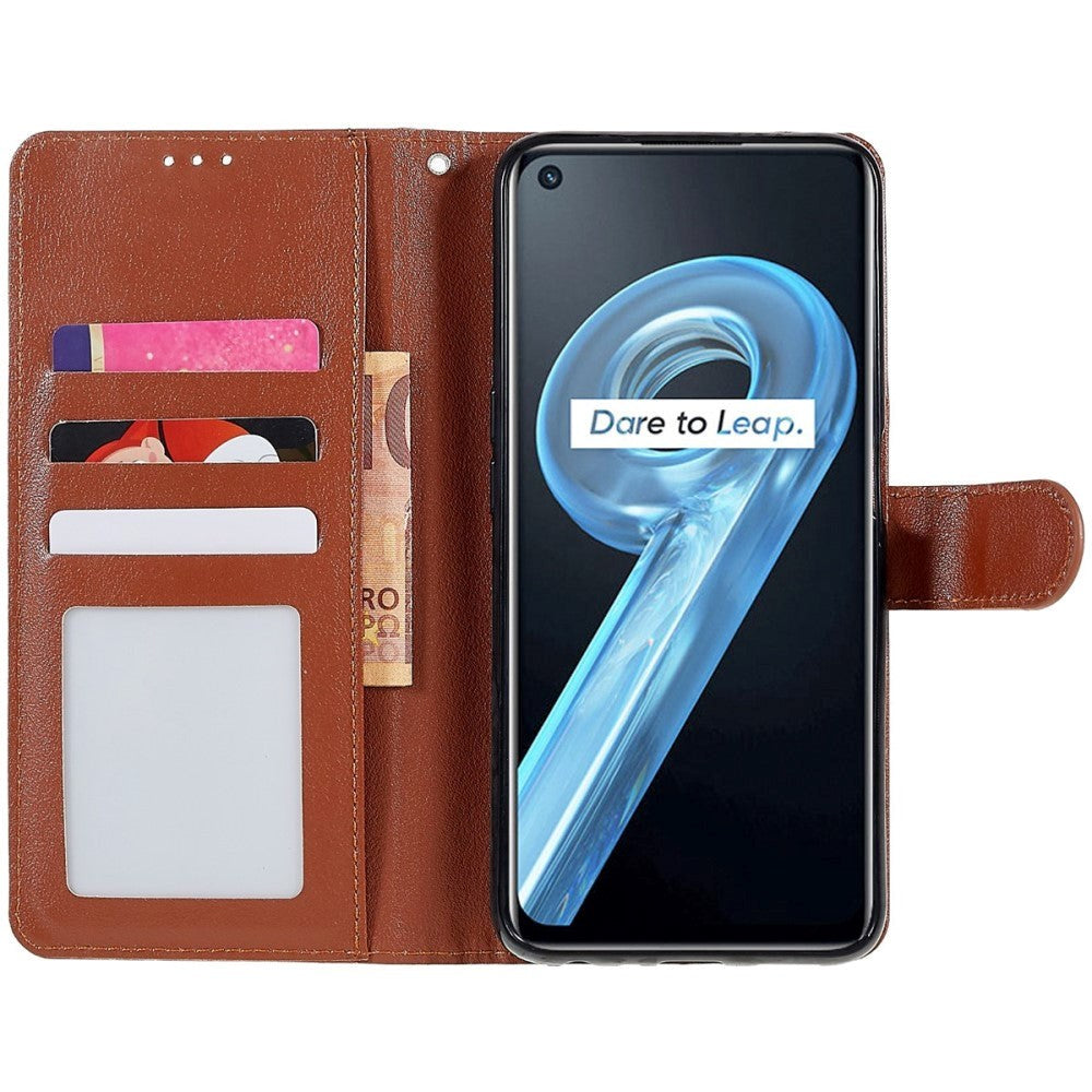 Oppo A76 / Realme 9i Leather Flip Case w. Wallet & Stand Function - Brown