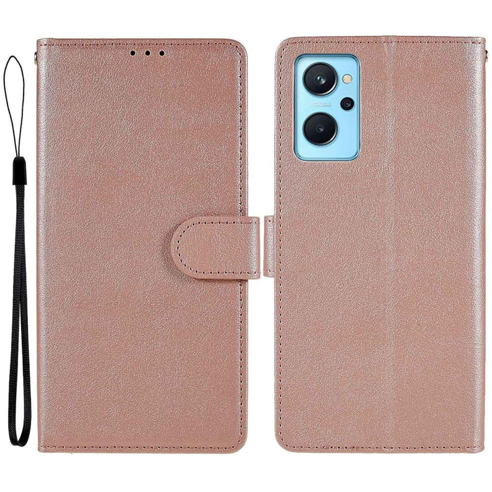 Oppo A76 / Realme 9i Leather Flip Case w. Wallet & Stand Function - Rose Gold