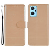 Oppo A76 / Realme 9i Leather Flip Case w. Wallet & Stand Function - Gold