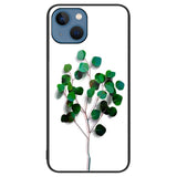 iPhone 14 Plus Case with Tempered Glass - Green Leaves