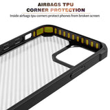 iPhone 14 Pro Plastic Back Case w. Carbon Look - Transparent / Black