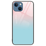 iPhone 14 Case with Tempered Glass Backside - Gradient Pink & Blue