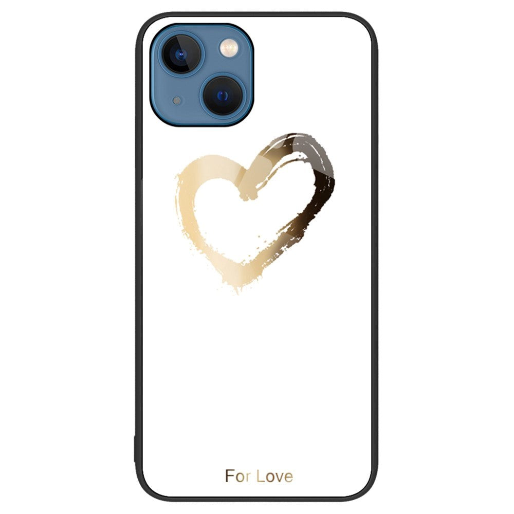 iPhone 14 Case with Tempered Glass Backside - Love