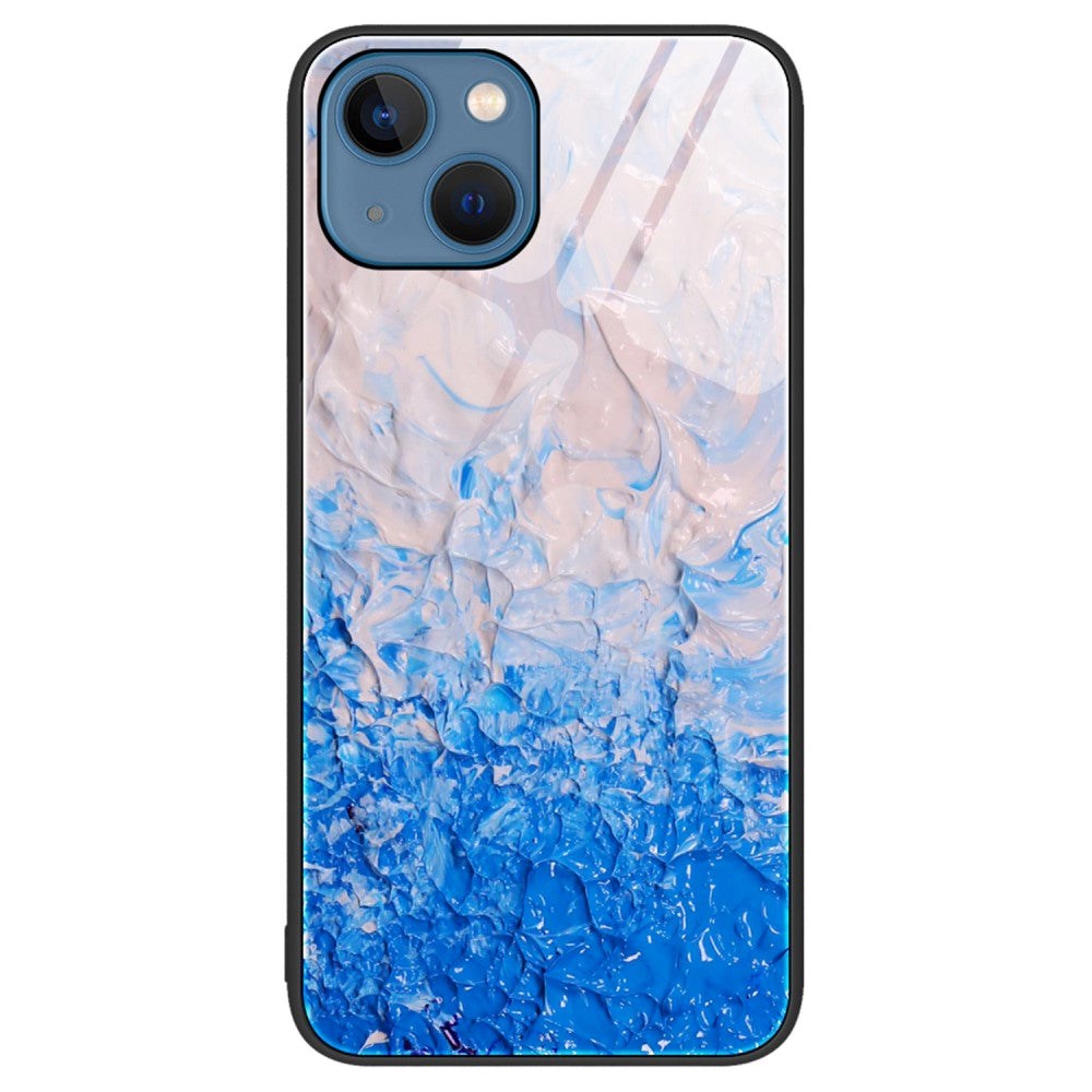 iPhone 14 Plus Plastic Case with Tempered Glass - Marble Pattern