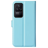 Xiaomi Poco F4 Litchi Leather Flip Cover w. Wallet - Light Blue