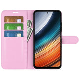 Xiaomi Poco F4 Litchi Leather Flip Cover w. Wallet - Pink