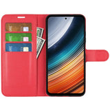 Xiaomi Poco F4 Litchi Leather Flip Cover w. Wallet - Red