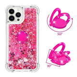 iPhone 14 Pro Dynamic Glitter Back Case w. Stars and Hearts - Transparent / Pink