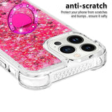 iPhone 14 Pro Dynamic Glitter Back Case w. Stars and Hearts - Transparent / Pink