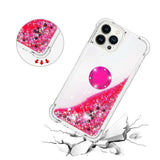 iPhone 14 Pro Dynamic Glitter Back Case w. Stars and Hearts - Transparent / Pink