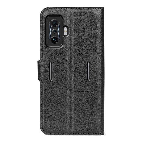 Xiaomi Poco F4 GT Litchi Leather Wallet Case - Black