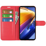 Xiaomi Poco F4 GT Litchi Leather Wallet Case - Red