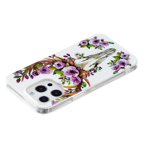 iPhone 14 Pro Flexible TPU Plastic Back Case - Flower Deer