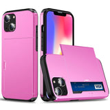 iPhone 14 Hybrid Tough Case w. Card Holder - Pink