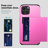 iPhone 14 Hybrid Tough Case w. Card Holder - Pink