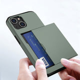 iPhone 14 Hybrid Tough Case w. Card Holder - Army Green