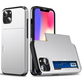 iPhone 14 Hybrid Tough Case w. Card Holder - Silver