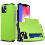 iPhone 14 Hybrid Tough Case w. Card Holder - Green