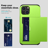 iPhone 14 Hybrid Tough Case w. Card Holder - Green