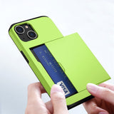 iPhone 14 Hybrid Tough Case w. Card Holder - Green