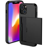 iPhone 14 Plus Hybrid Tough Case w. Card Holder - Black