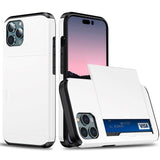 iPhone 14 Pro Max Hybrid Tough Case w. Card Holder - White