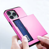 iPhone 14 Pro Max Hybrid Tough Case w. Card Holder - Pink