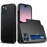 iPhone 14 Pro Max Hybrid Tough Case w. Card Holder - Black