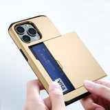 iPhone 14 Pro Max Hybrid Tough Case w. Card Holder - Gold