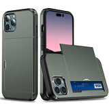 iPhone 14 Pro Max Hybrid Tough Case w. Card Holder - Army Green