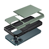 iPhone 14 Pro Max Hybrid Tough Case w. Card Holder - Army Green