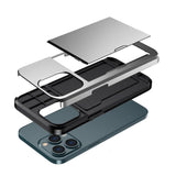 iPhone 14 Pro Hybrid Tough Case w. Card Holder - Grey