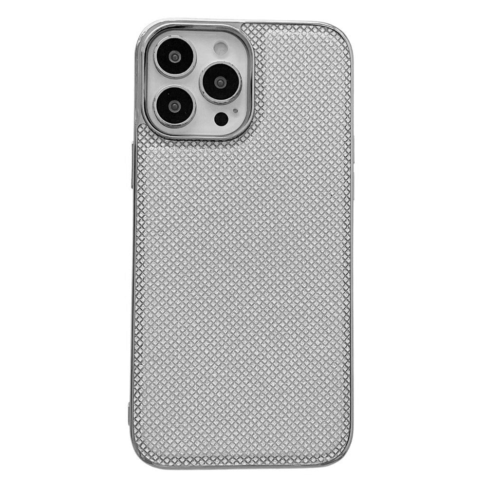 iPhone 14 Pro Plastic Case w. Soft Back - Silver Glitter