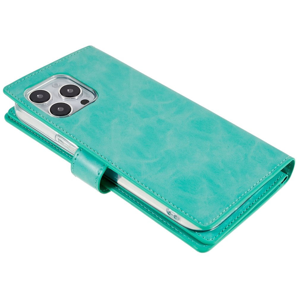 iPhone 14 Pro Max MERCURY GOOSPERY Mansoor Leather Cover w. Wallet - Cyan