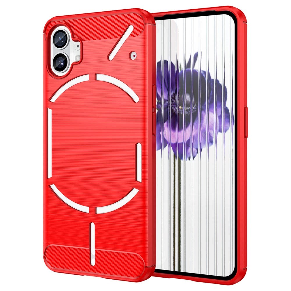 Nothing Phone (1) Brushed Carbon Fiber Flexible Plastic Back Case - Red