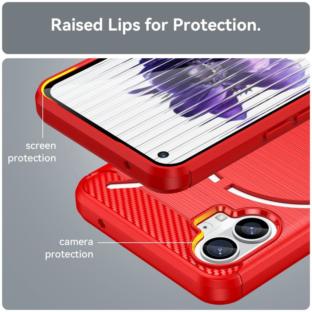 Nothing Phone (1) Brushed Carbon Fiber Flexible Plastic Back Case - Red