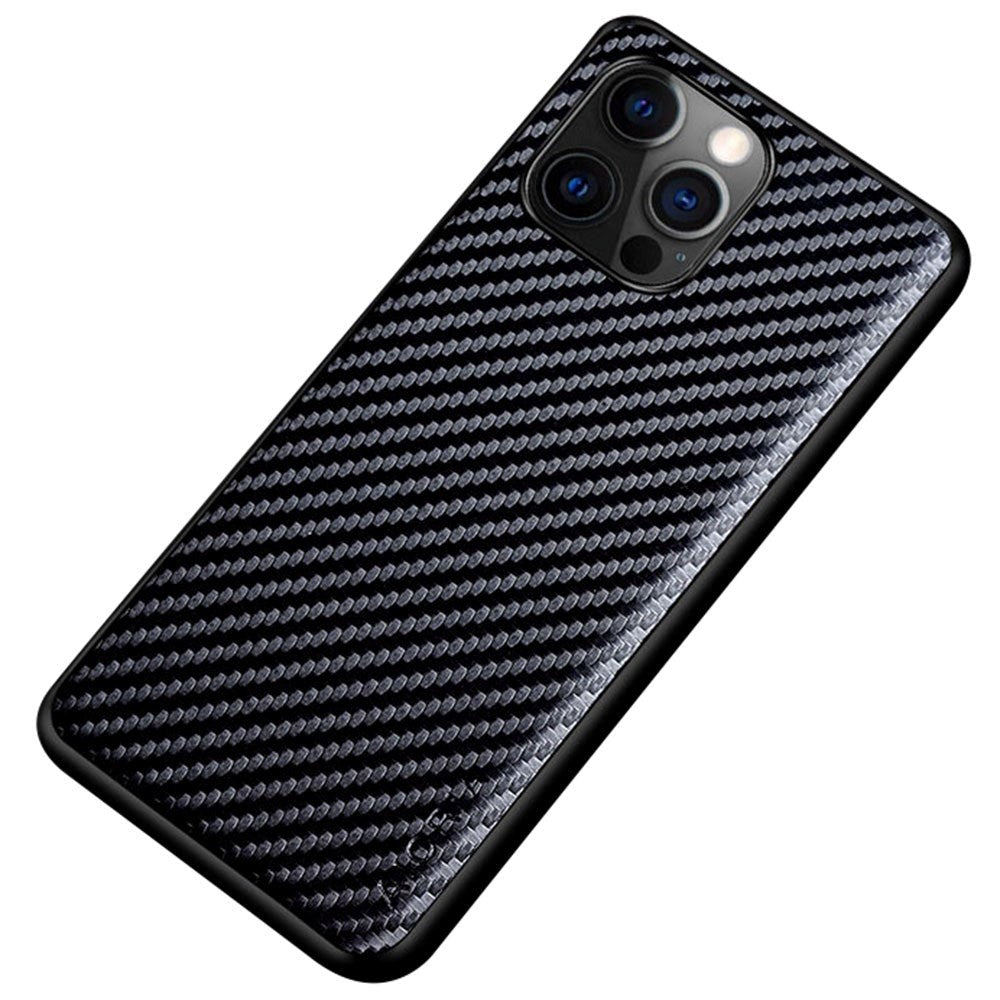 iPhone 14 Pro Max Hybrid Plastic Case with Carbon Design - Black