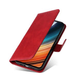 Xiaomi Poco F4 Leather Case with Wallet and Strap - Red