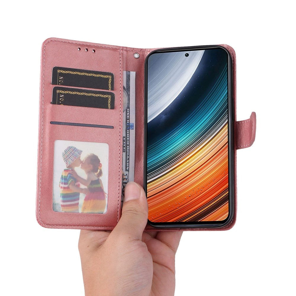 Xiaomi Poco F4 Leather Case with Wallet and Strap - Rose Gold