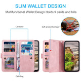 iPhone 14 Plus Leather Flip Case with Wallet & Magnetic Lock - Pink