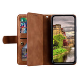 iPhone 14 Pro Leather Flip Case with Wallet & Magnetic Lock - Brown