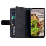 iPhone 14 Leather Flip Case with Wallet & Magnetic Lock - Black