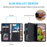 iPhone 14 Leather Flip Case with Wallet & Magnetic Lock - Black