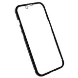 iPhone 14 Cover w. Magnetic Metal Edge Glass- Front & Back - Black