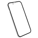 iPhone 14 Cover w. Magnetic Metal Edge Glass- Front & Back - Silver