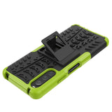 Sony Xperia 10 IV 5G Craftsman Tire Pattern Back Case w. Stand Function - Green