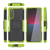 Sony Xperia 10 IV 5G Craftsman Tire Pattern Back Case w. Stand Function - Green