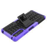 Sony Xperia 10 IV 5G Craftsman Tire Pattern Back Case w. Stand Function - Purple