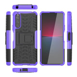 Sony Xperia 10 IV 5G Craftsman Tire Pattern Back Case w. Stand Function - Purple