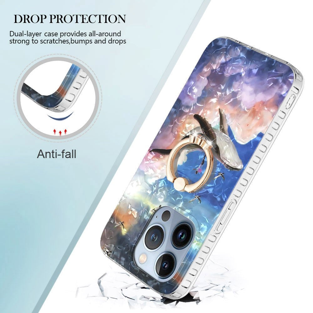 iPhone 14 Pro Flexible Plastic Case w. Finger Ring - Whale